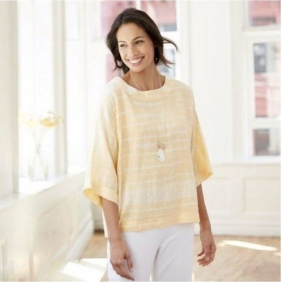 J. Jill Pure Jill Boxy 100% Linen Top Large Tie Dye Shibori Kimono - Picture 14 of 14